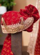 Wedding Wear Red Velvet Safa And Dupatta